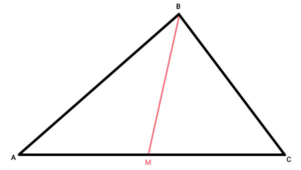 مثلث ABC و میانه ضلع AC