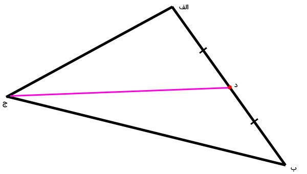 رسم میانه مثلث الف ب پ