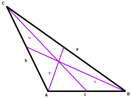 مثال محاسبه مساحت از روی میانه مثلث